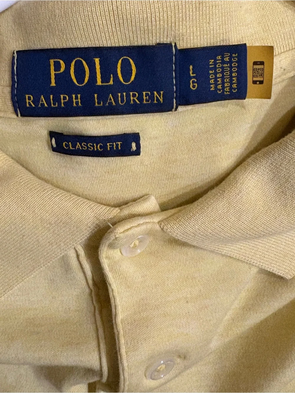 Ralph Lauren Men’s Pale Yellow Classic Polo Shirt